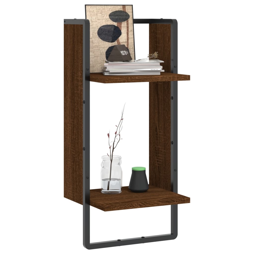Étagère murale avec barre chêne marron 30x25x65 cm