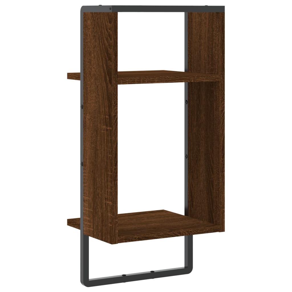 Étagère murale avec barre chêne marron 30x25x65 cm