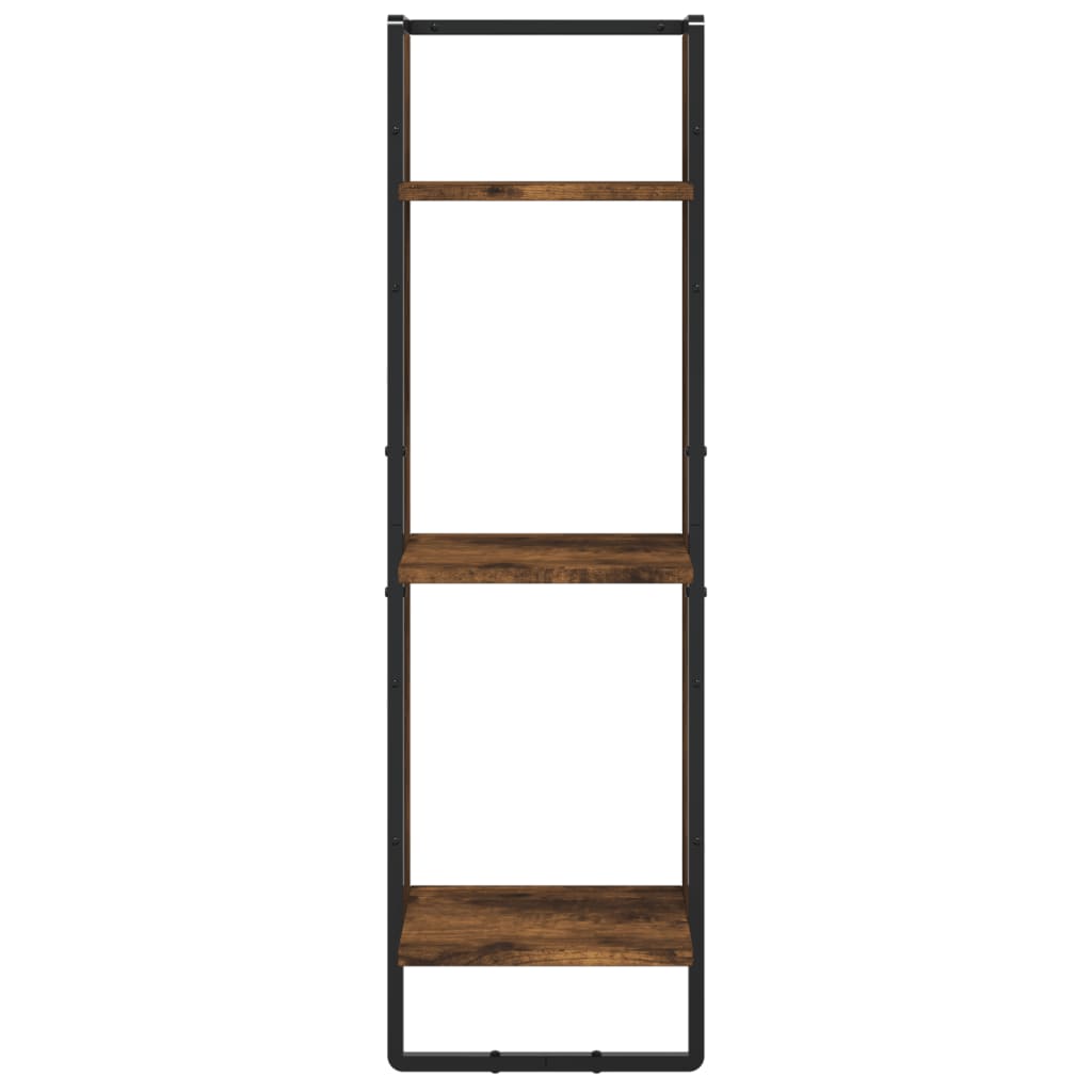 Étagère murale 3 niveaux chêne fumé 30x25x100cm bois ingénierie