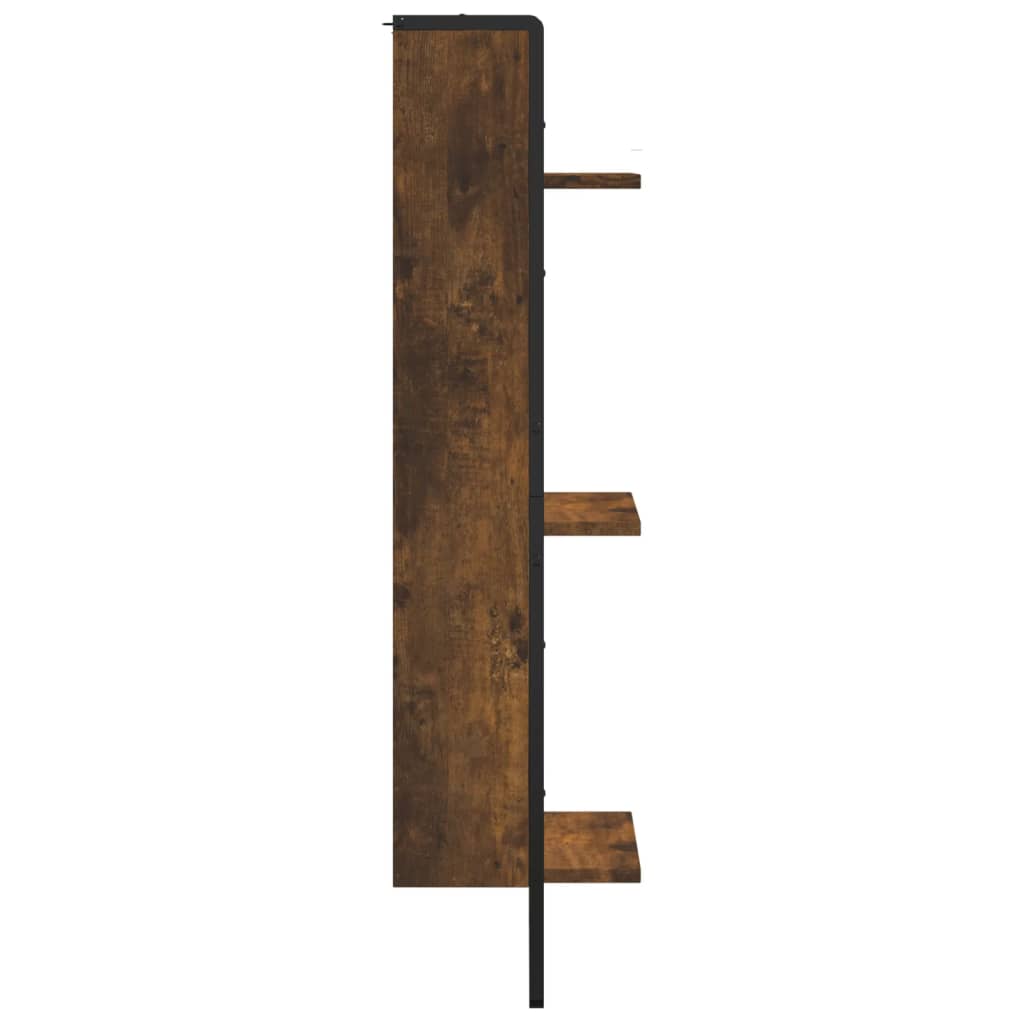 Étagère murale 3 niveaux chêne fumé 30x25x100cm bois ingénierie