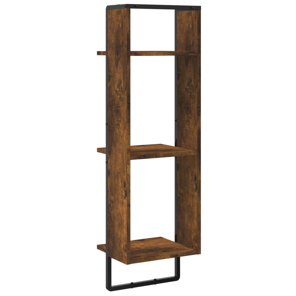 Étagère murale 3 niveaux chêne fumé 30x25x100cm bois ingénierie