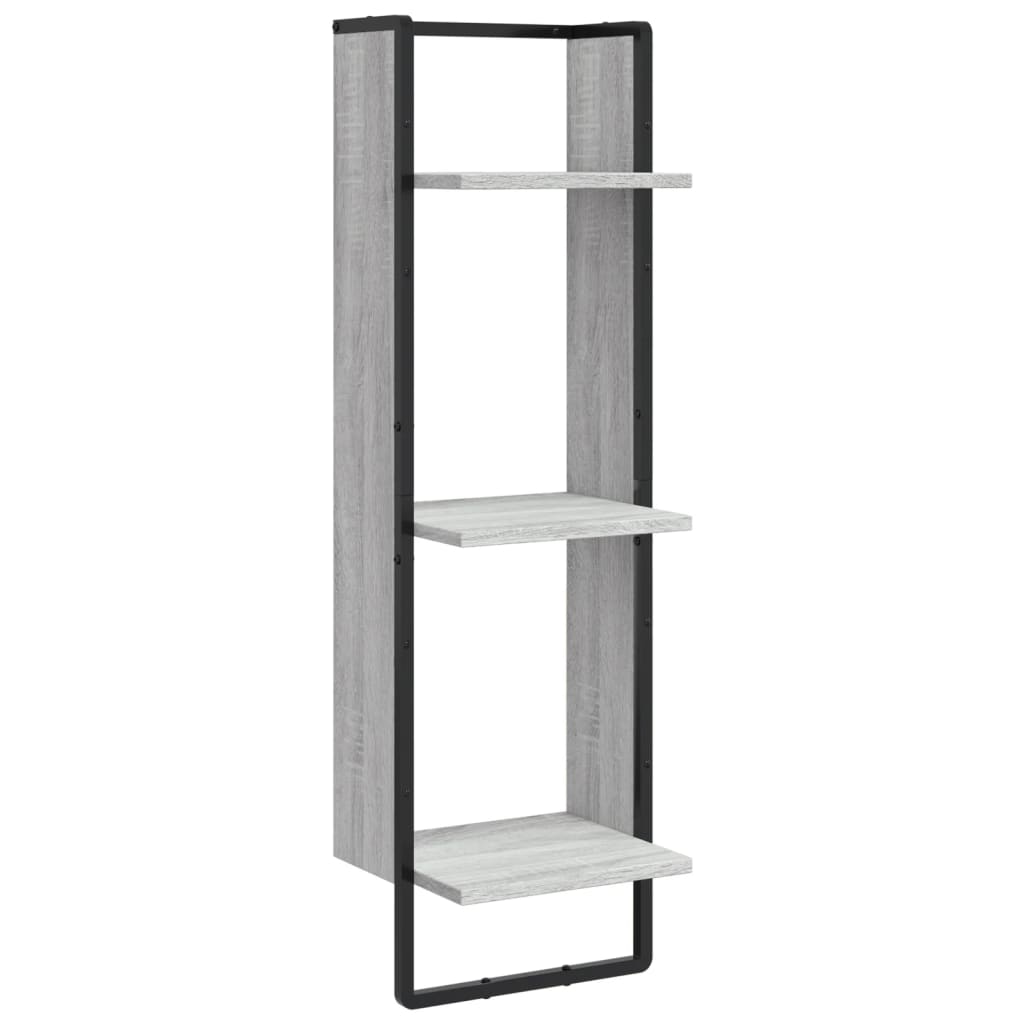 Étagère murale 3 niveaux sonoma gris 30x25x100 cm