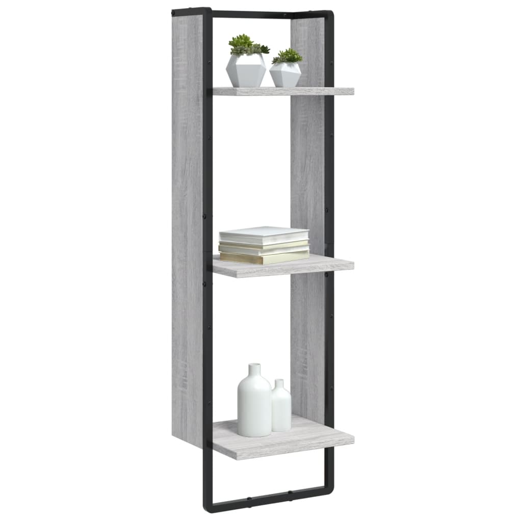 Étagère murale 3 niveaux sonoma gris 30x25x100 cm