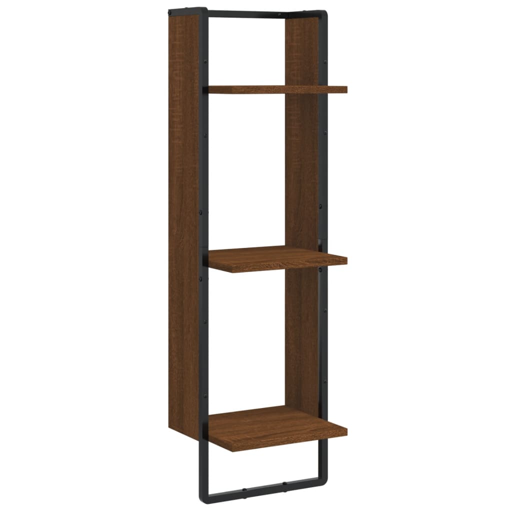 Étagère murale 3 niveaux chêne marron 30x25x100 cm