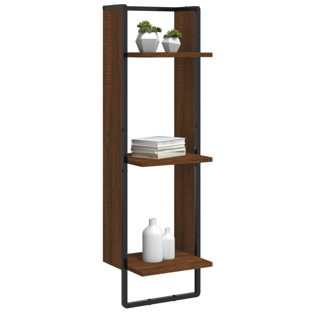 Étagère murale 3 niveaux chêne marron 30x25x100 cm