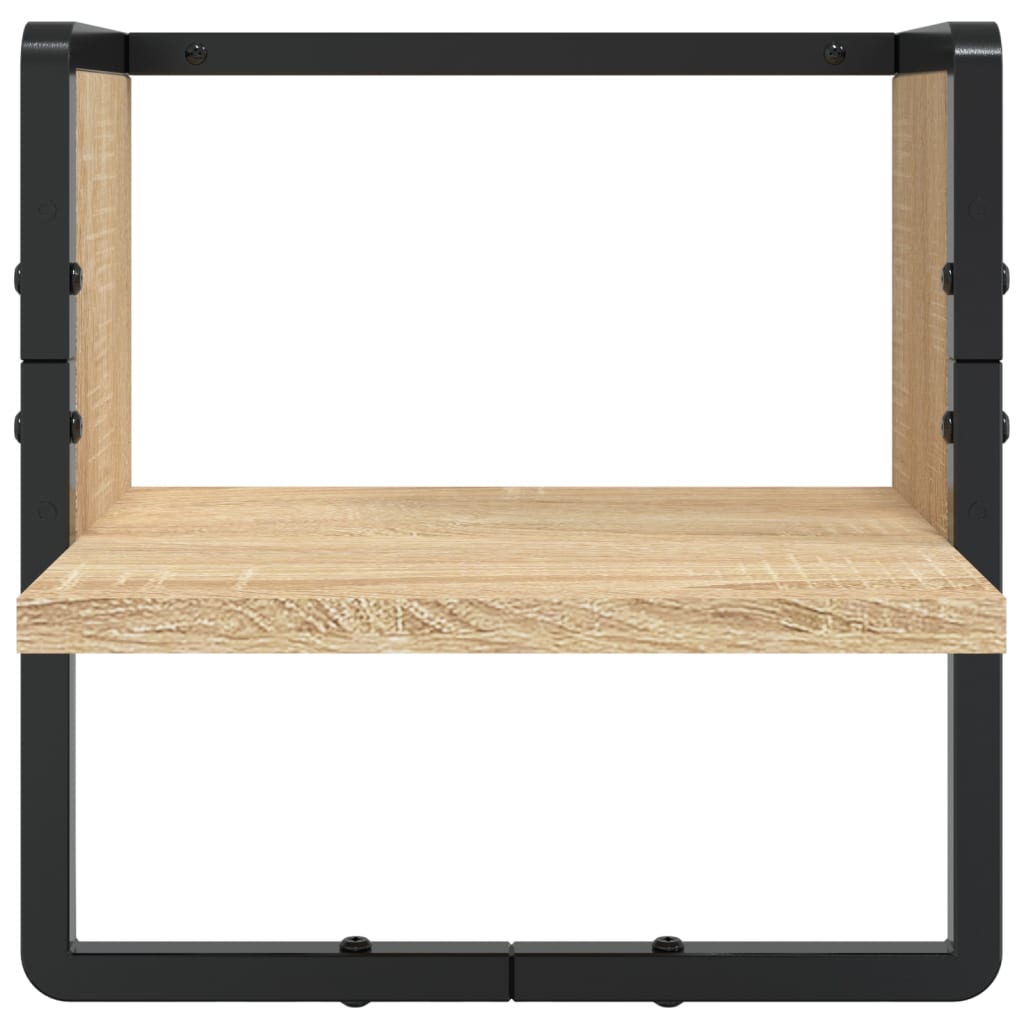 Ensemble d'étagères murales avec barres 4 pcs chêne sonoma