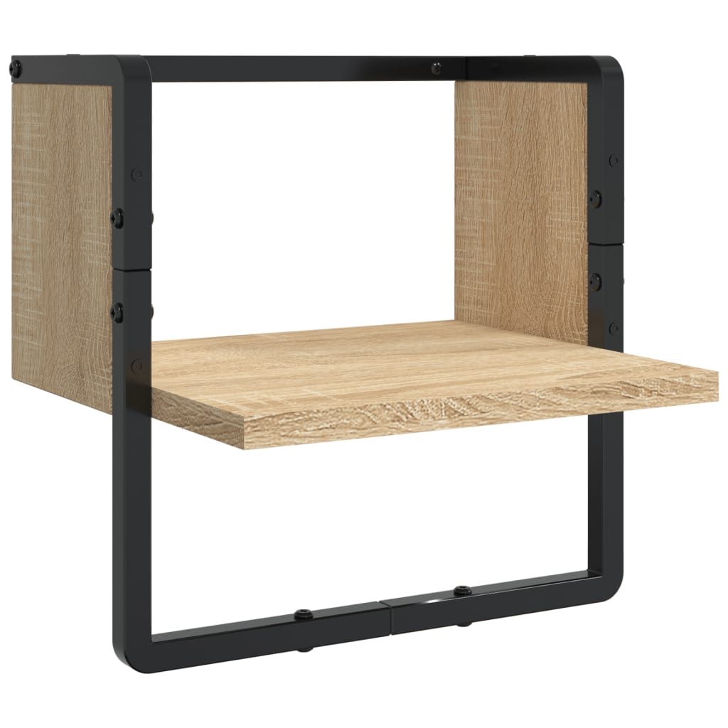 Ensemble d'étagères murales avec barres 4 pcs chêne sonoma