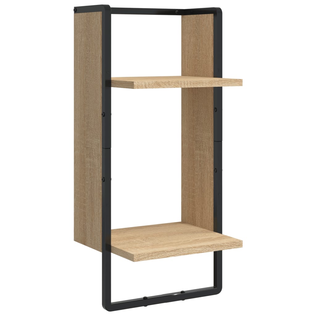 Ensemble d'étagères murales avec barres 4 pcs chêne sonoma