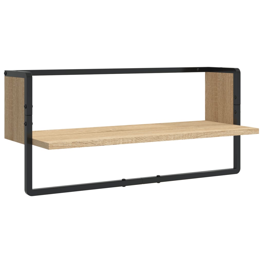 Ensemble d'étagères murales avec barres 4 pcs chêne sonoma