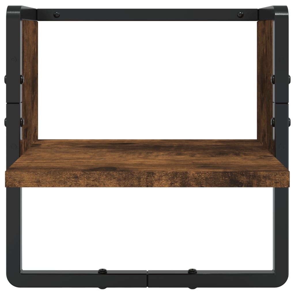 Ensemble d'étagères murales avec barres 4 pcs chêne fumé