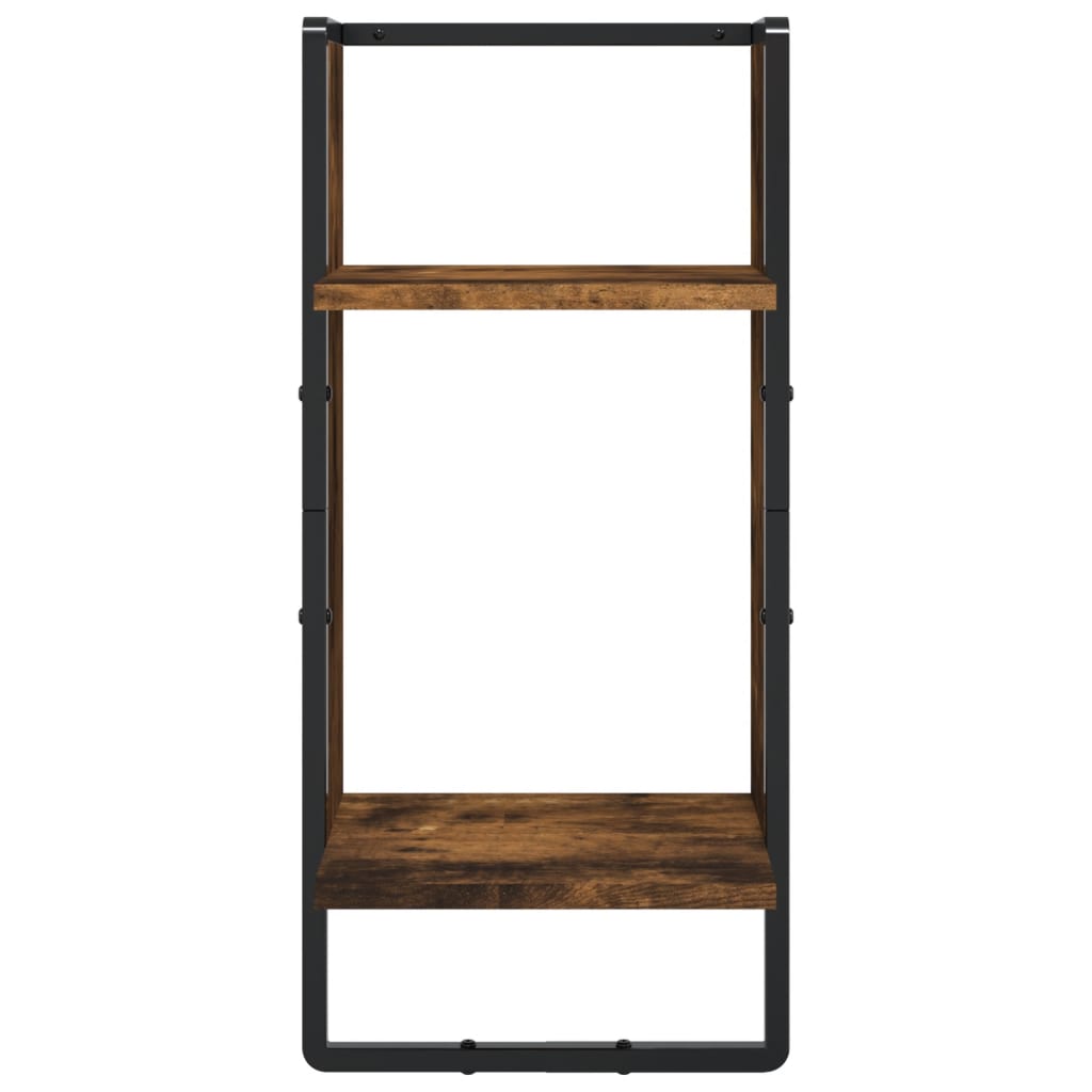 Ensemble d'étagères murales avec barres 4 pcs chêne fumé