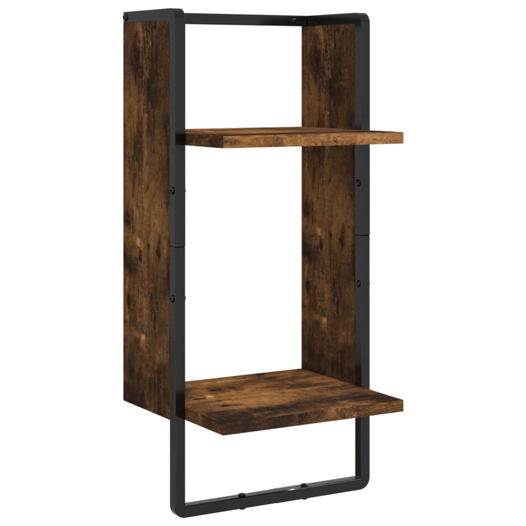 Ensemble d'étagères murales avec barres 4 pcs chêne fumé