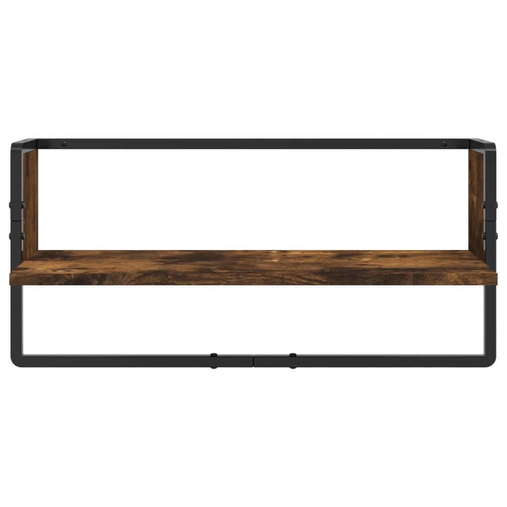 Ensemble d'étagères murales avec barres 4 pcs chêne fumé