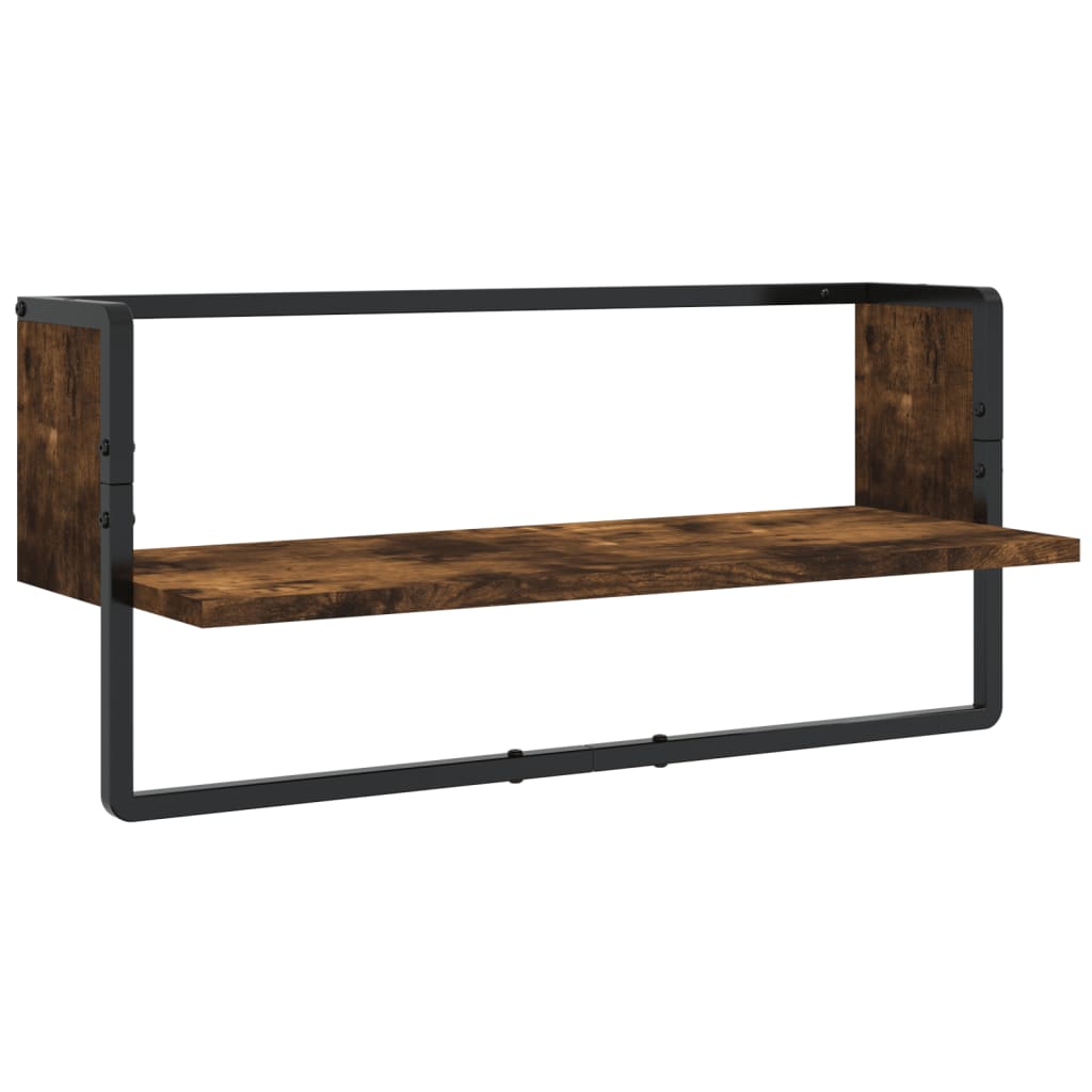 Ensemble d'étagères murales avec barres 4 pcs chêne fumé