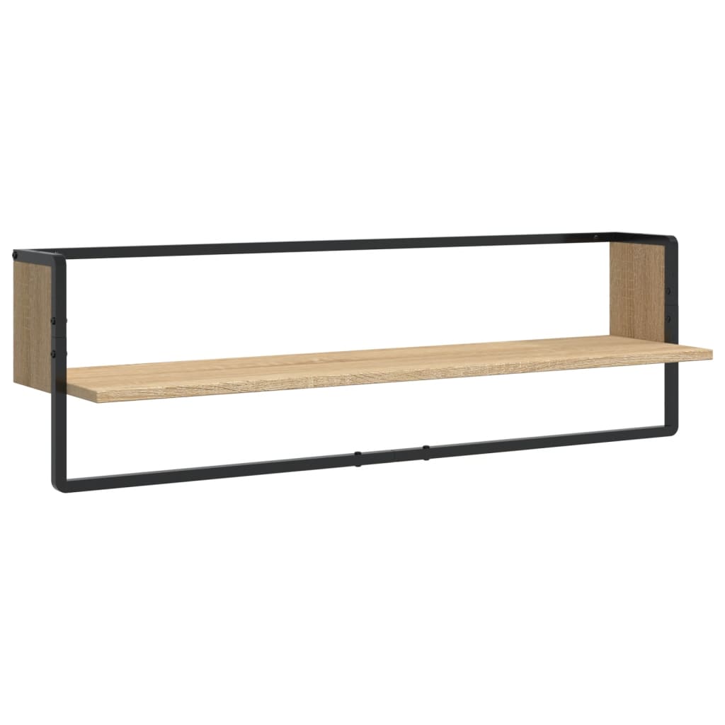 Ensemble d'étagères murales avec barres 6 pcs chêne sonoma