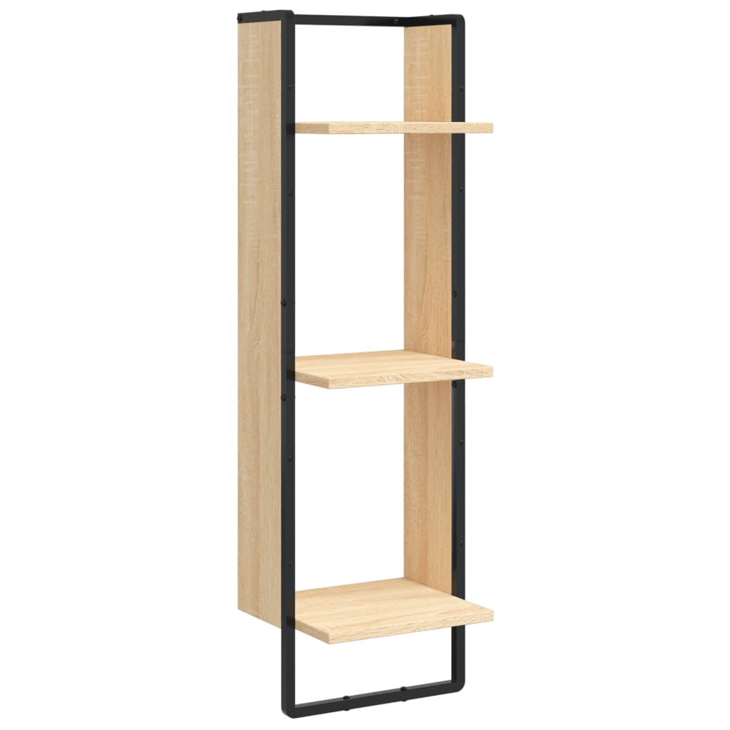 Ensemble d'étagères murales avec barres 6 pcs chêne sonoma