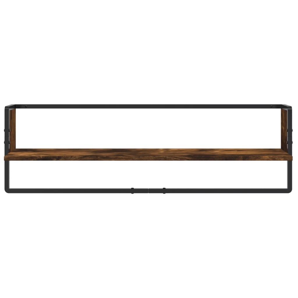 Ensemble d'étagères murales avec barres 6 pcs chêne fumé