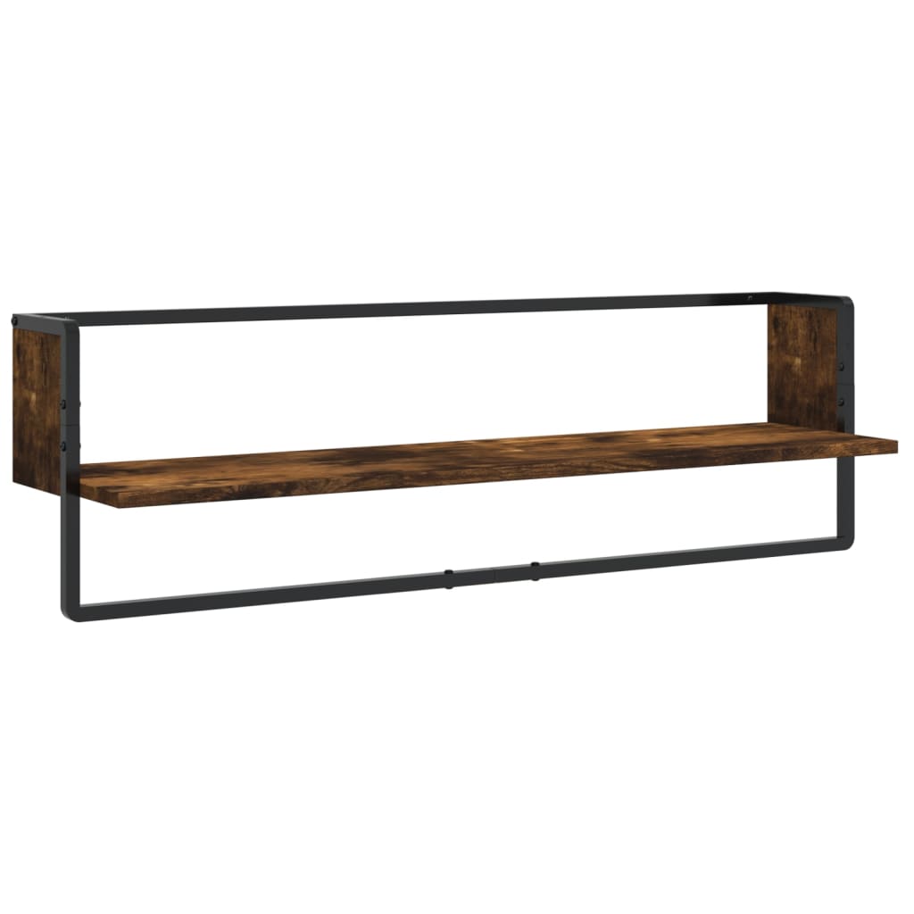 Ensemble d'étagères murales avec barres 6 pcs chêne fumé