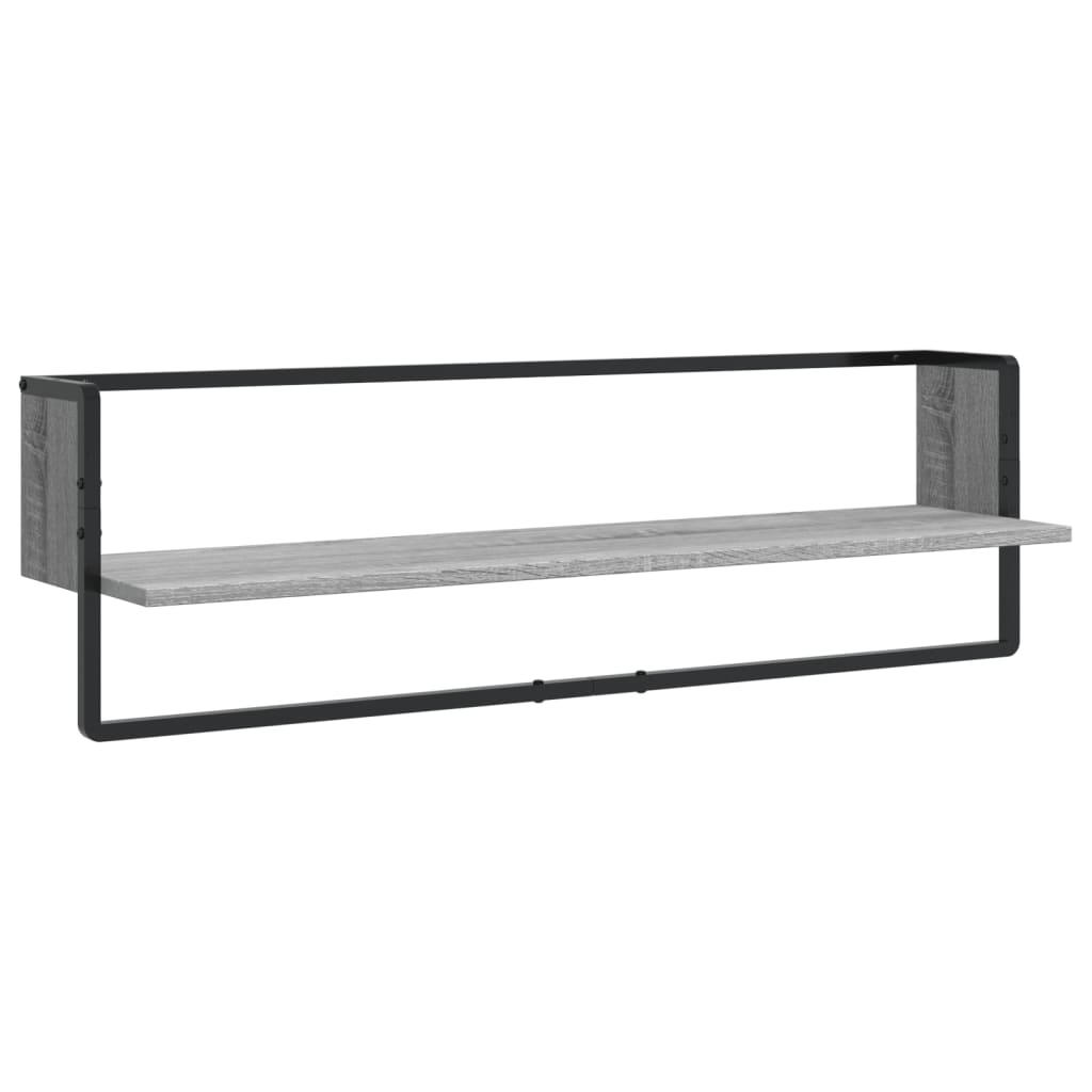Ensemble d'étagères murales avec barres 6 pcs sonoma gris
