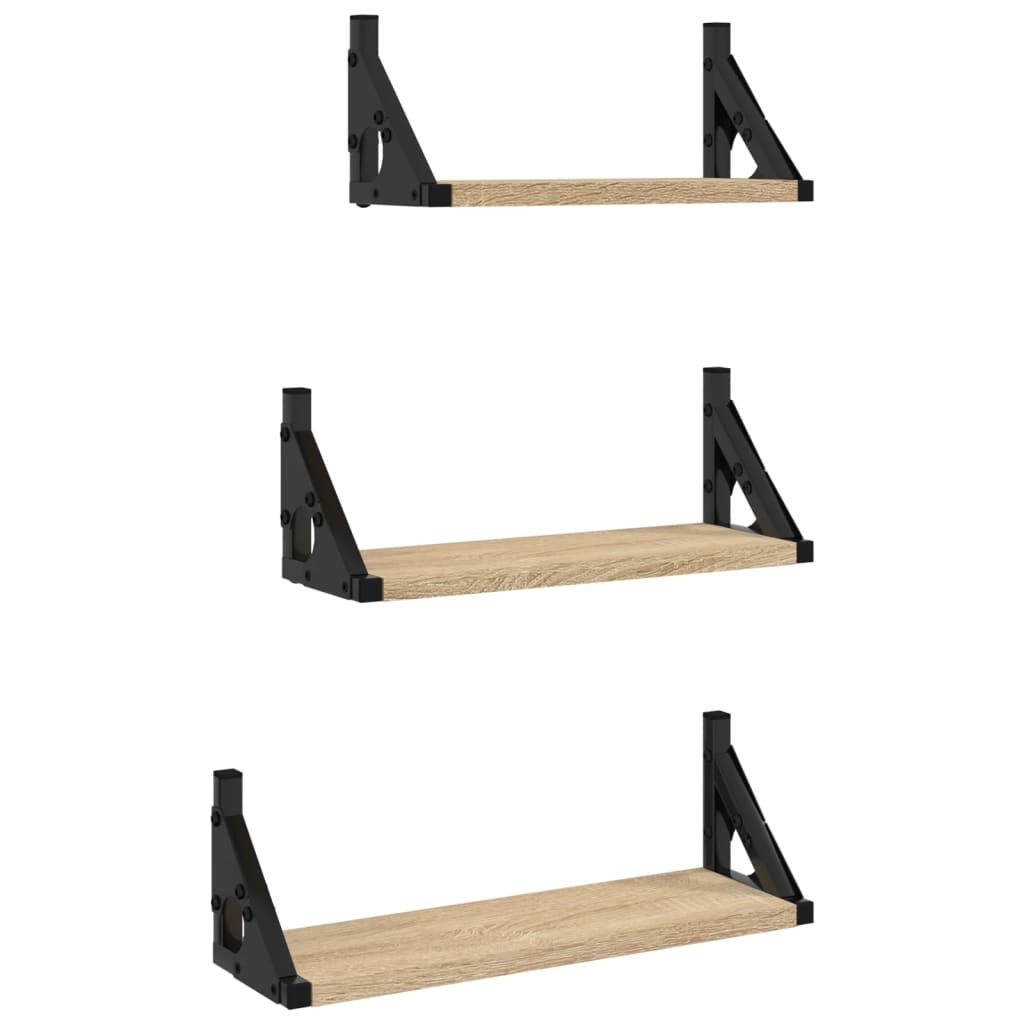 Ensemble d'étagères murales 3pcs chêne sonoma bois d'ingénierie