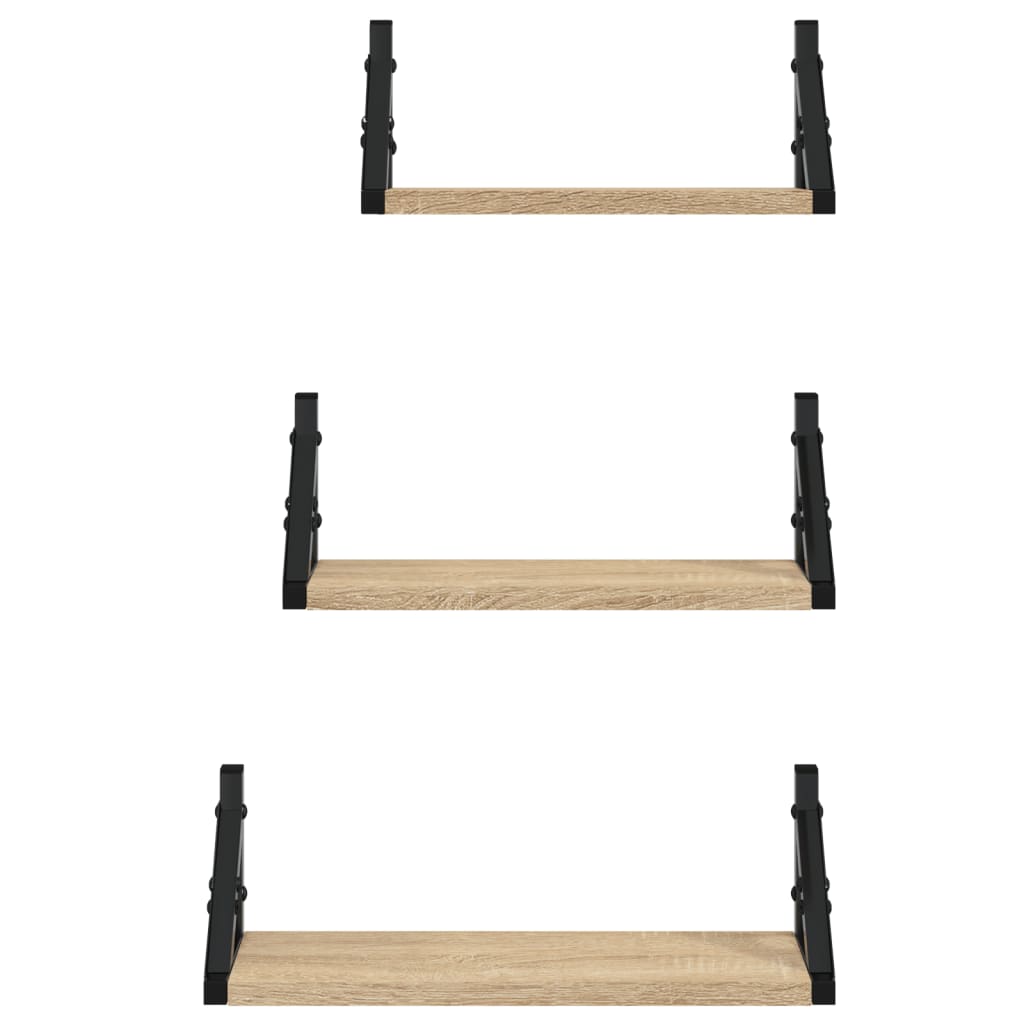 Ensemble d'étagères murales 3pcs chêne sonoma bois d'ingénierie