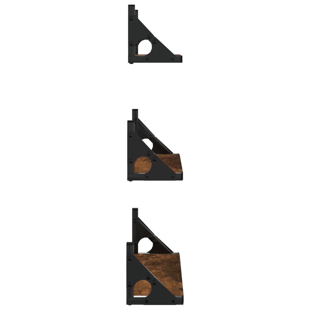 Ensemble d'étagères murales 3 pcs chêne fumé bois d'ingénierie