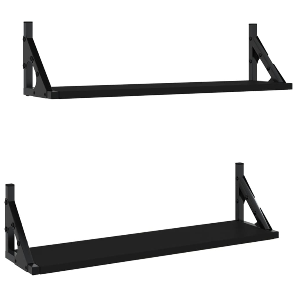 Étagères murales 2 pcs noir 60x15x15,5 cm