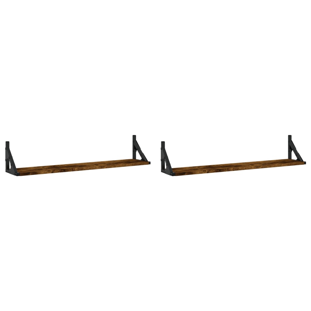 Étagères murales 2pcs chêne fumé 80x15x15,5cm bois d'ingénierie