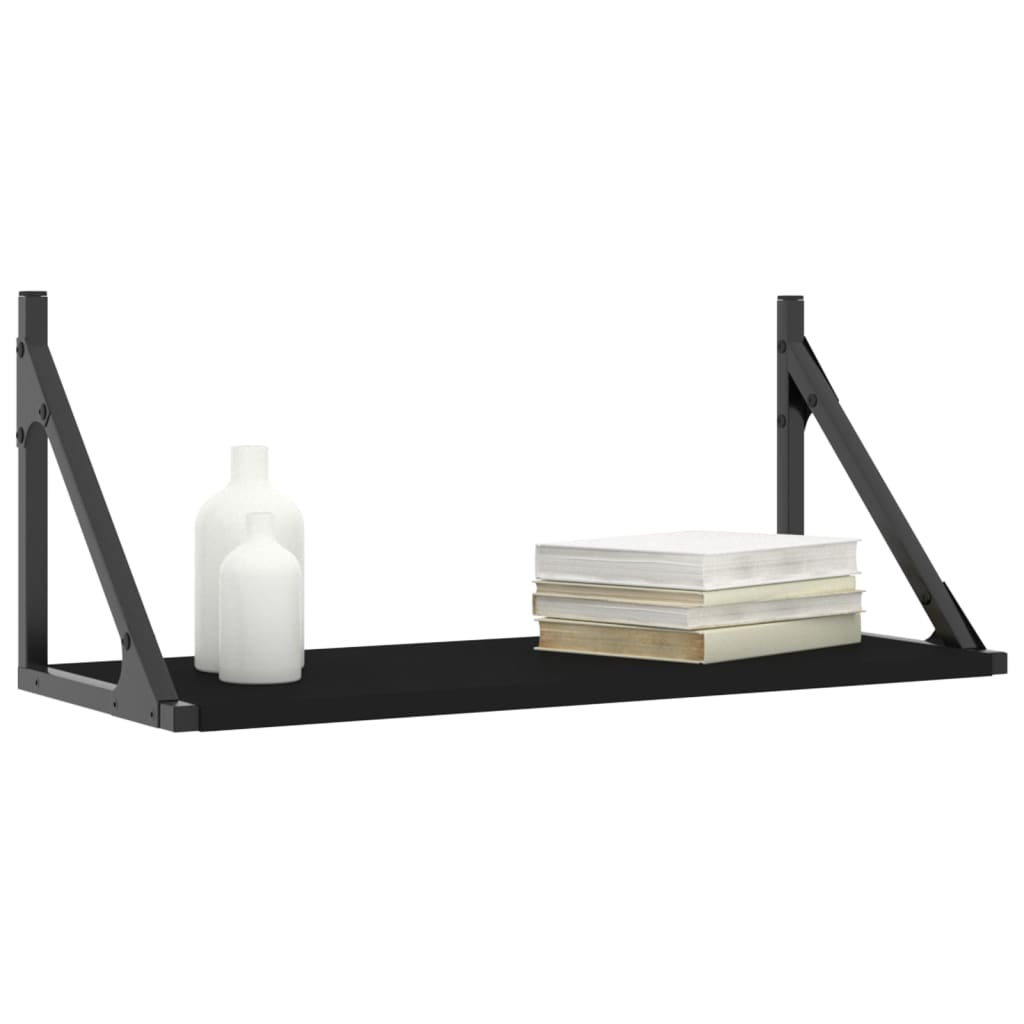 Étagères murales 2 pcs noir 60x25x25,5 cm bois d'ingénierie