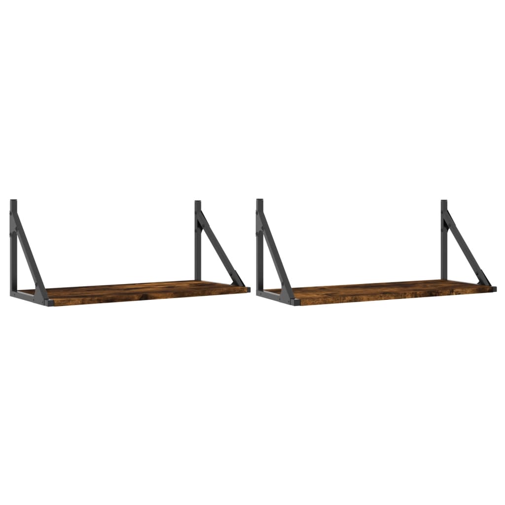 Étagères murales 2pcs chêne fumé 60x25x25,5cm bois d'ingénierie