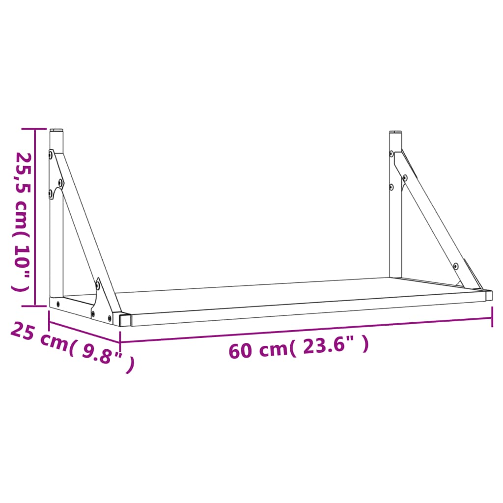 Étagères murales 2pcs chêne fumé 60x25x25,5cm bois d'ingénierie