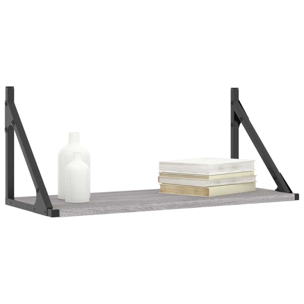 Étagères murales 2pcs sonoma gris 60x25x25,5 cm bois ingénierie