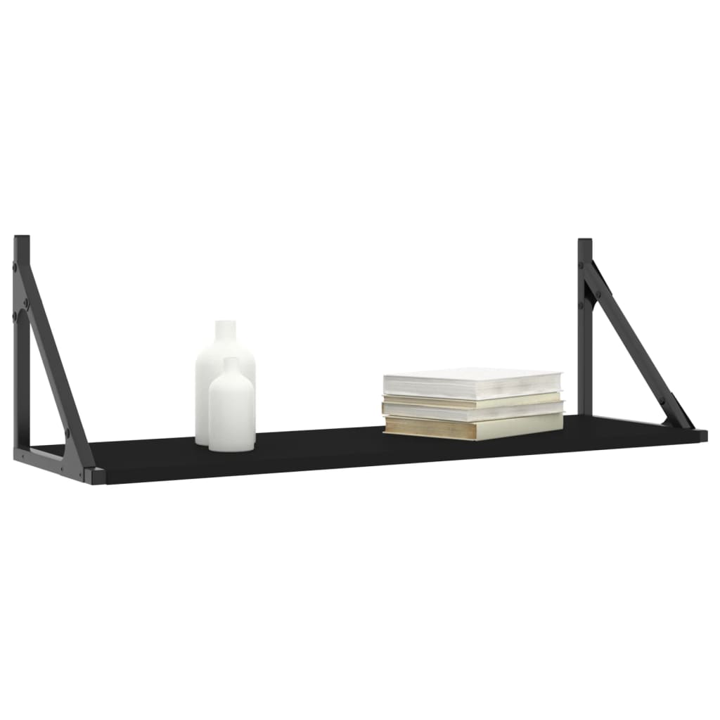 Étagères murales 2 pcs noir 80x25x25,5 cm bois d'ingénierie