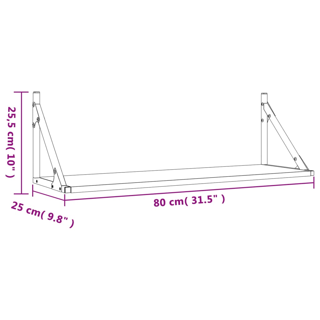 Étagères murales 2pcs chêne fumé 80x25x25,5cm bois d'ingénierie