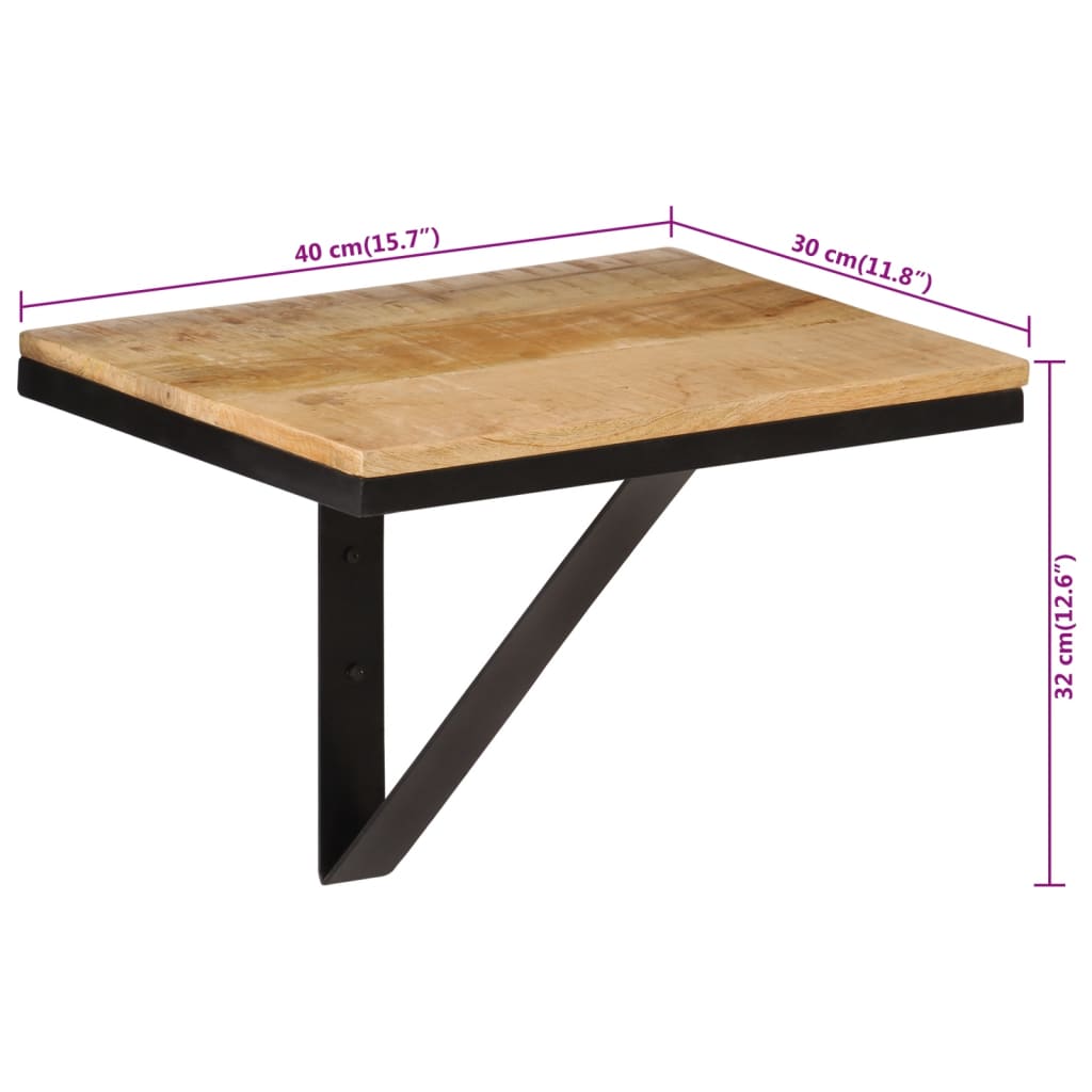 Étagère murale 40x30x32 cm bois massif de manguier et fer