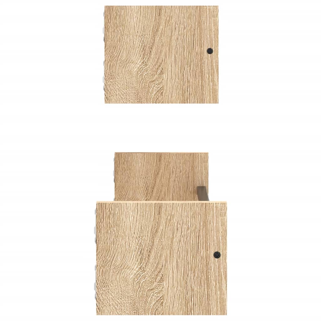 Étagères murales avec barres 2 pcs chêne sonoma 60x16x14 cm