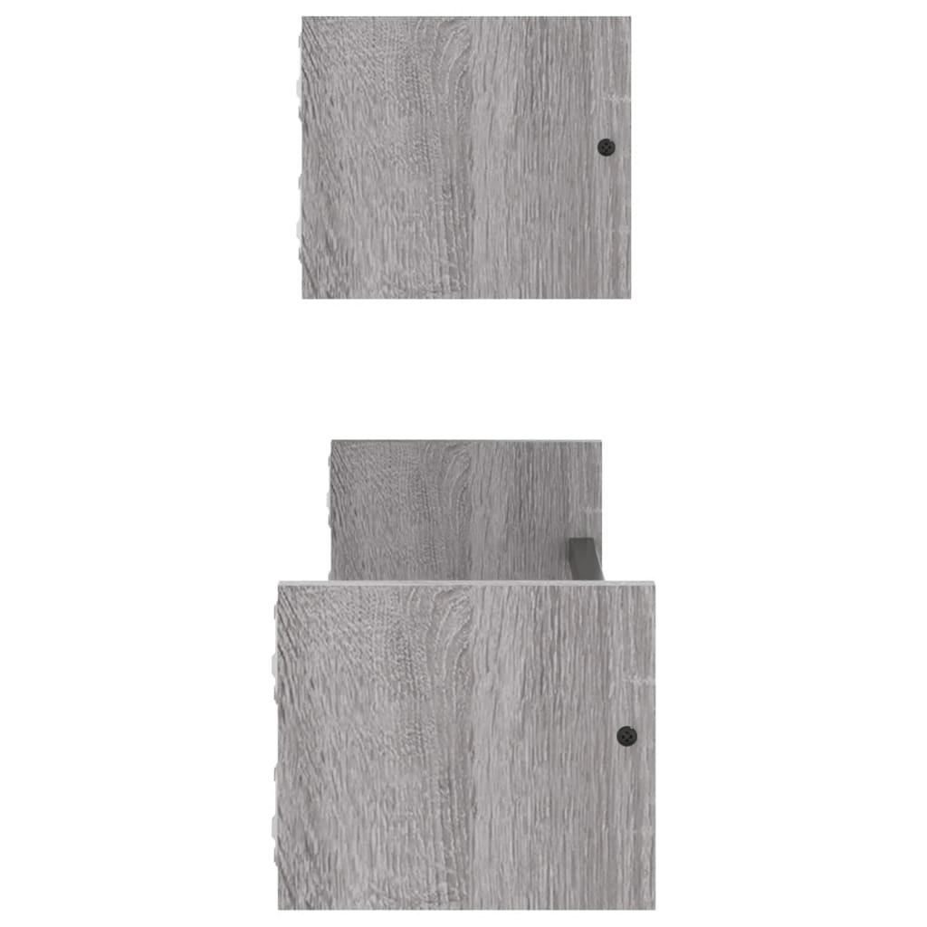 Étagères murales avec barres 2 pcs sonoma gris 60x16x14 cm