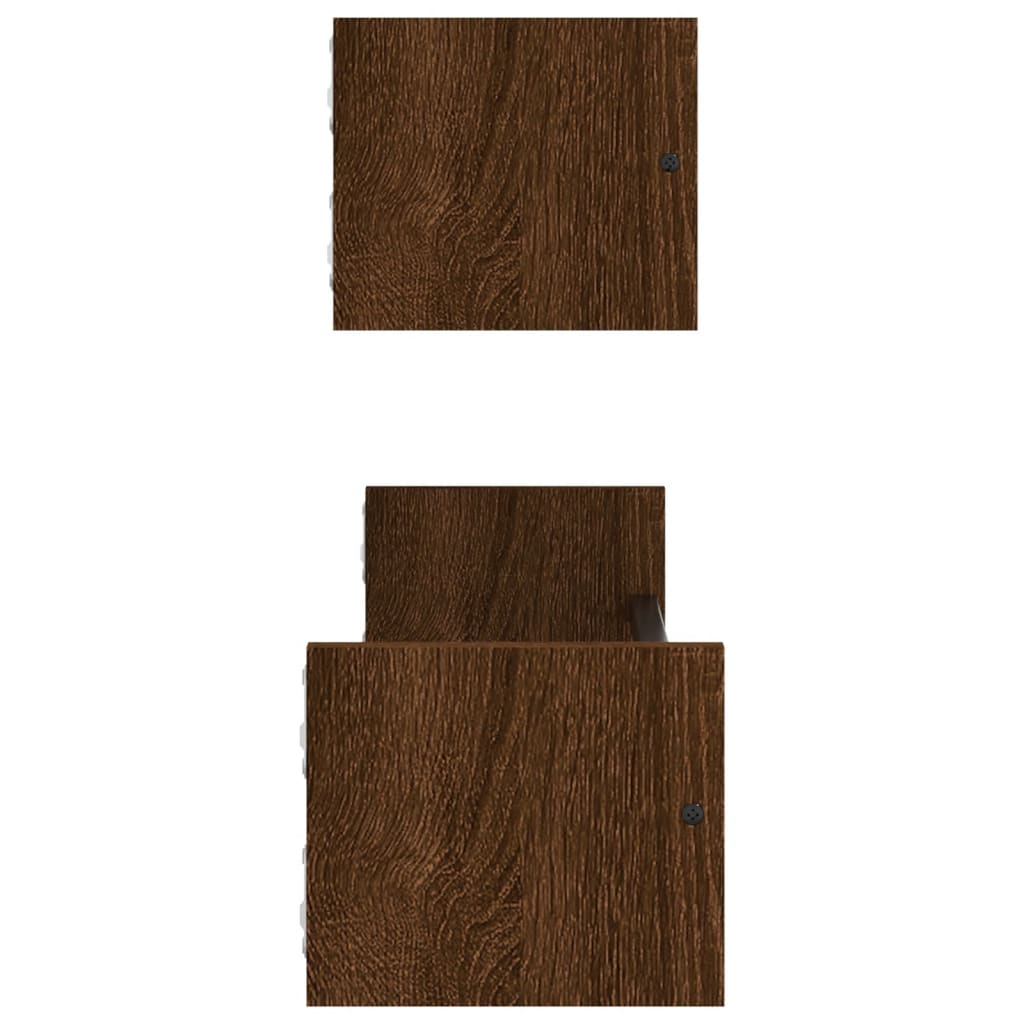 Étagères murales avec barres 2 pcs chêne marron 60x16x14 cm