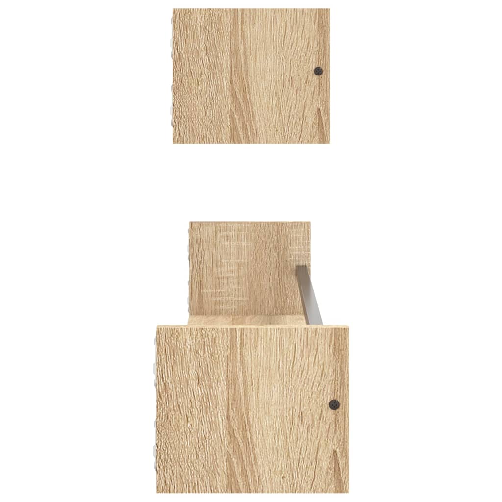 Étagères murales avec barres 2 pcs chêne sonoma 80x16x14 cm