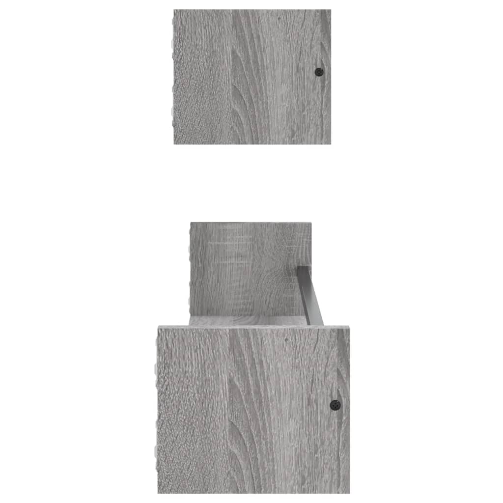 Étagères murales avec barres 2 pcs sonoma gris 80x16x14 cm