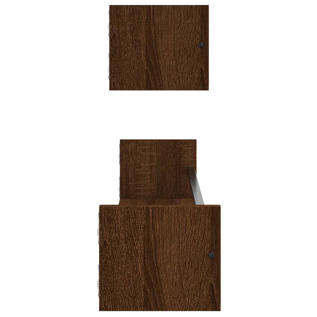 Étagères murales avec barres 2 pcs chêne marron 80x16x14 cm