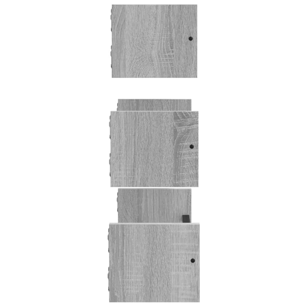 Ensemble d'étagères murales avec barres 3 pcs sonoma gris