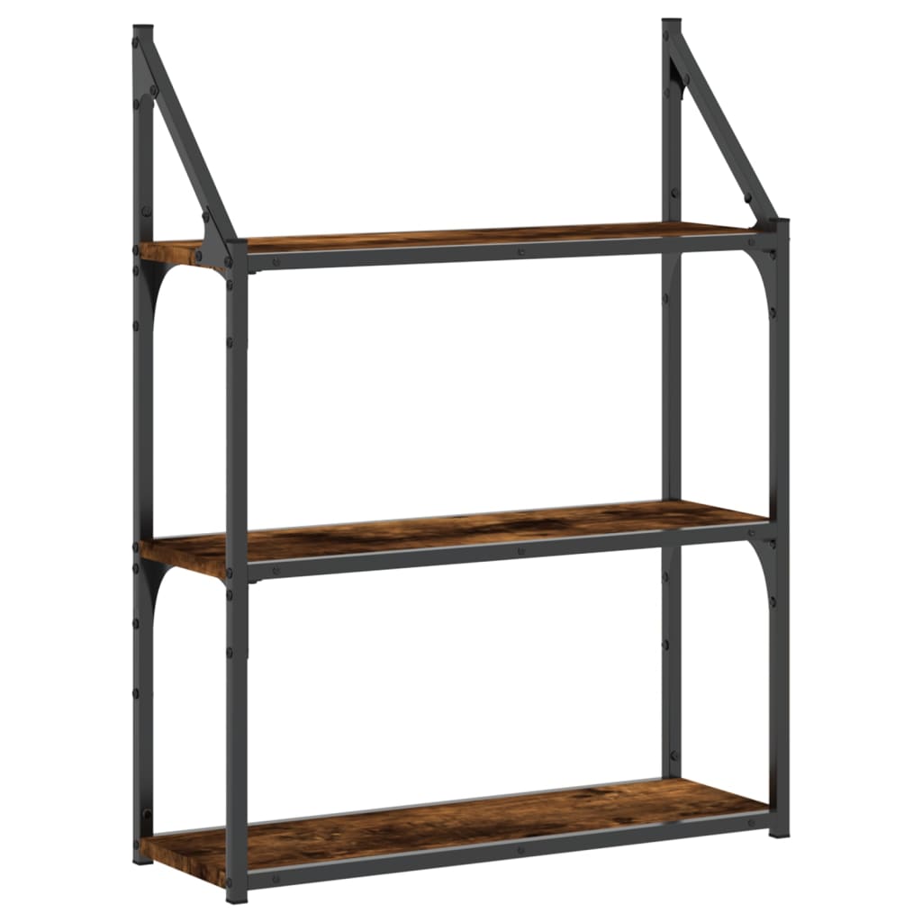 Étagère murale 3 niveaux chêne fumé 60x21x78,5 cm