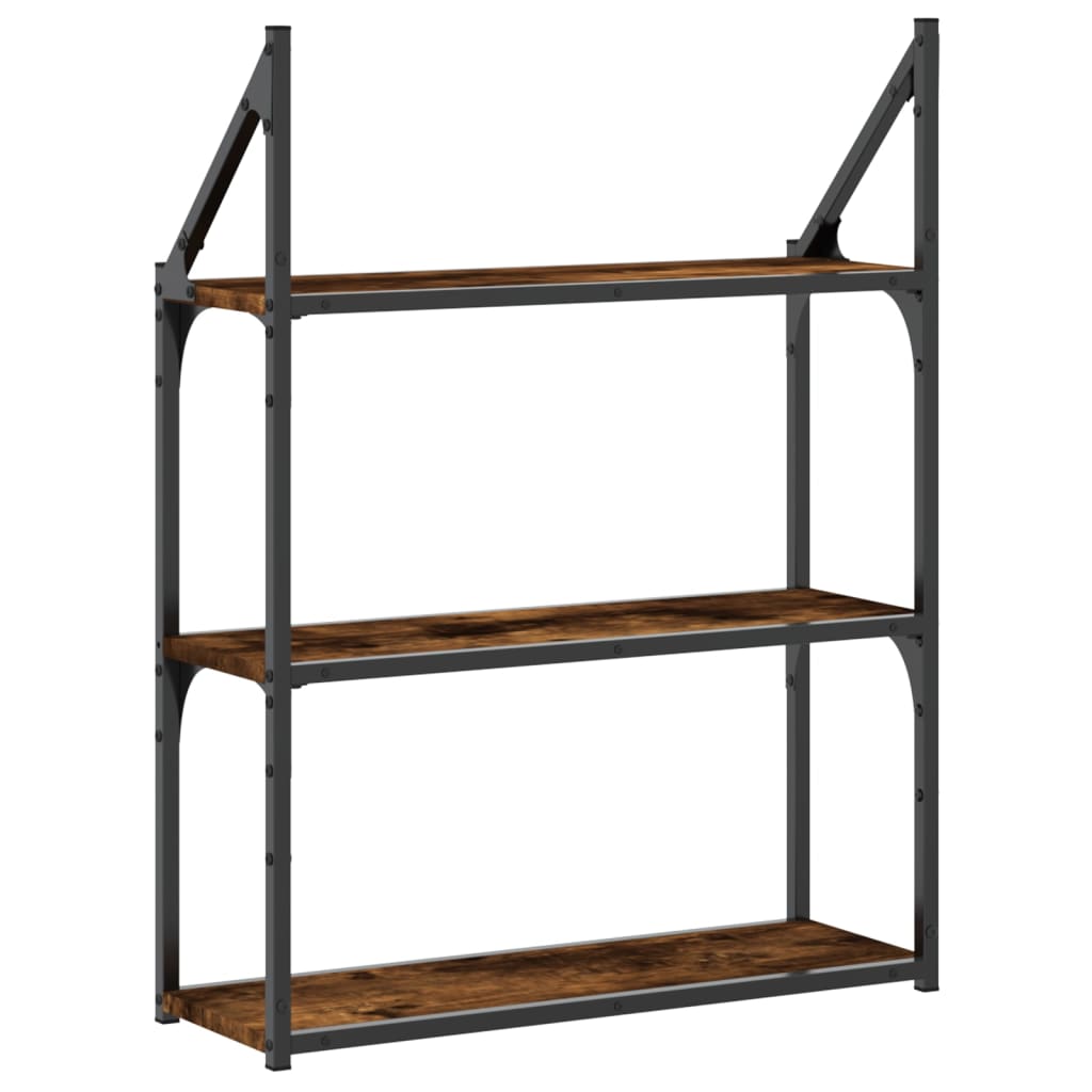 Étagère murale 3 niveaux chêne fumé 60x21x78,5 cm