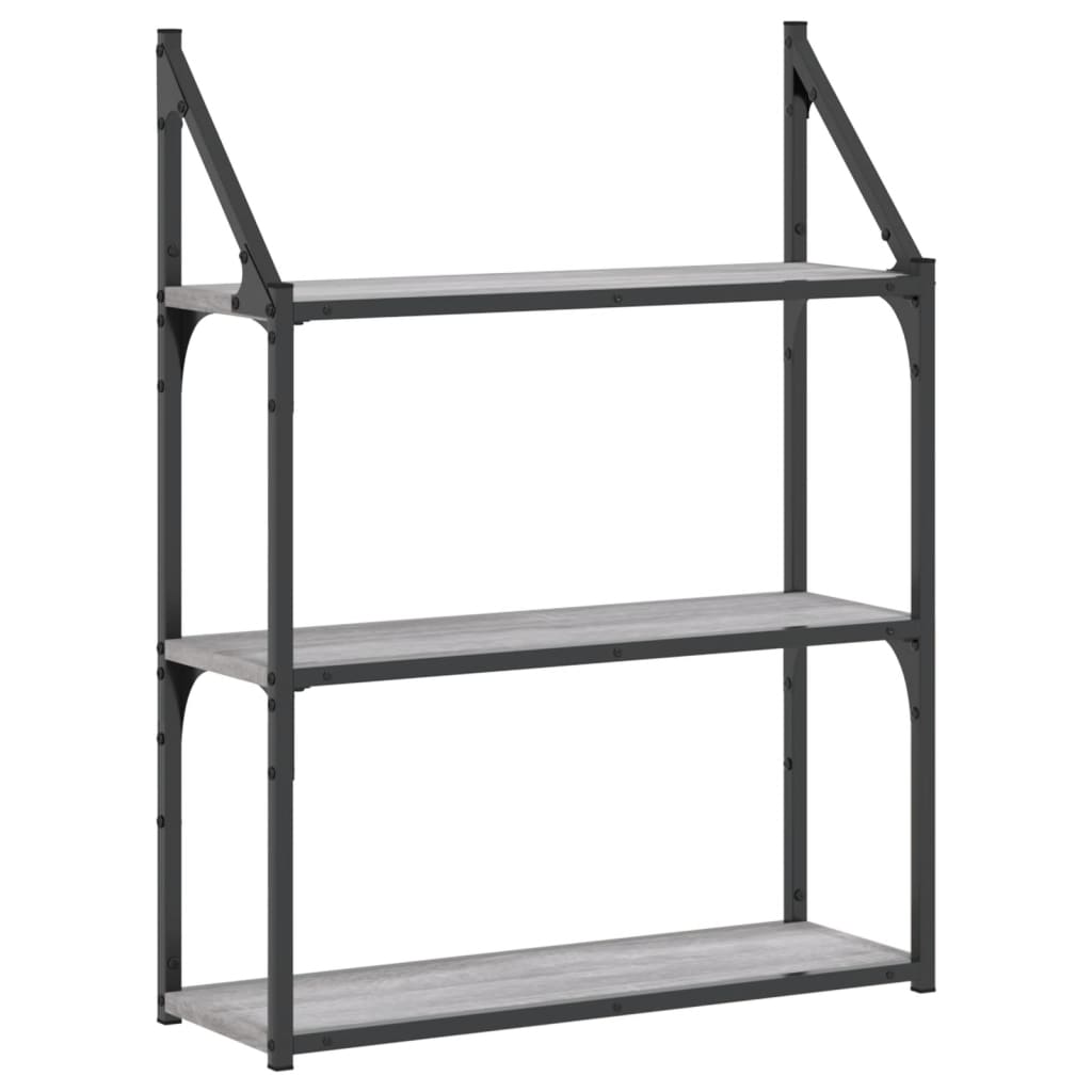 Étagère murale 3 niveaux sonoma gris 60x21x78,5 cm
