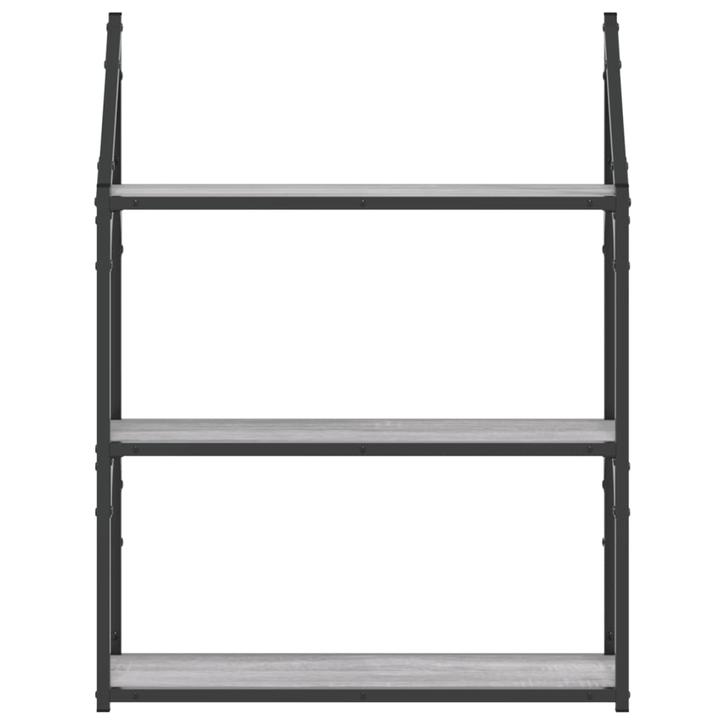 Étagère murale 3 niveaux sonoma gris 60x21x78,5 cm