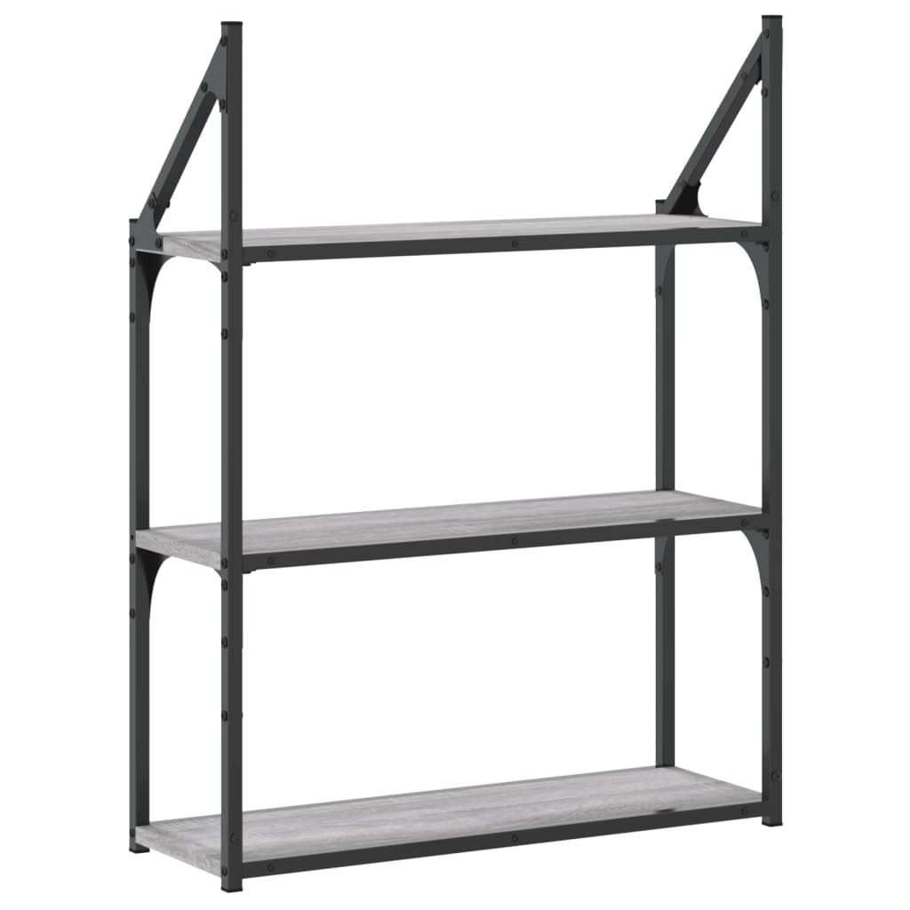 Étagère murale 3 niveaux sonoma gris 60x21x78,5 cm