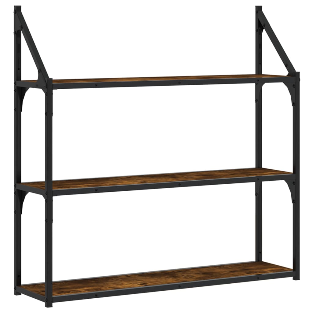 Étagère murale 3 niveaux chêne fumé 80x21x78,5 cm