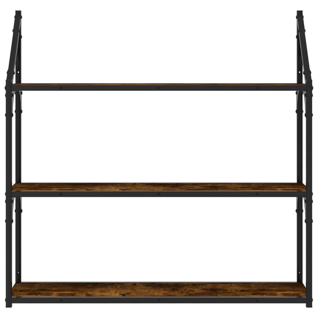 Étagère murale 3 niveaux chêne fumé 80x21x78,5 cm