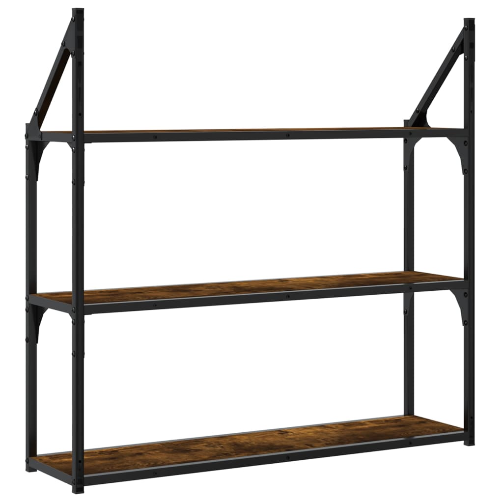 Étagère murale 3 niveaux chêne fumé 80x21x78,5 cm